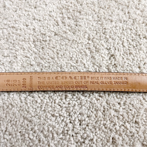 Vintage COACH Skinny Leather Burgundy Belt with Brass Buckle - Picture 3 of 5